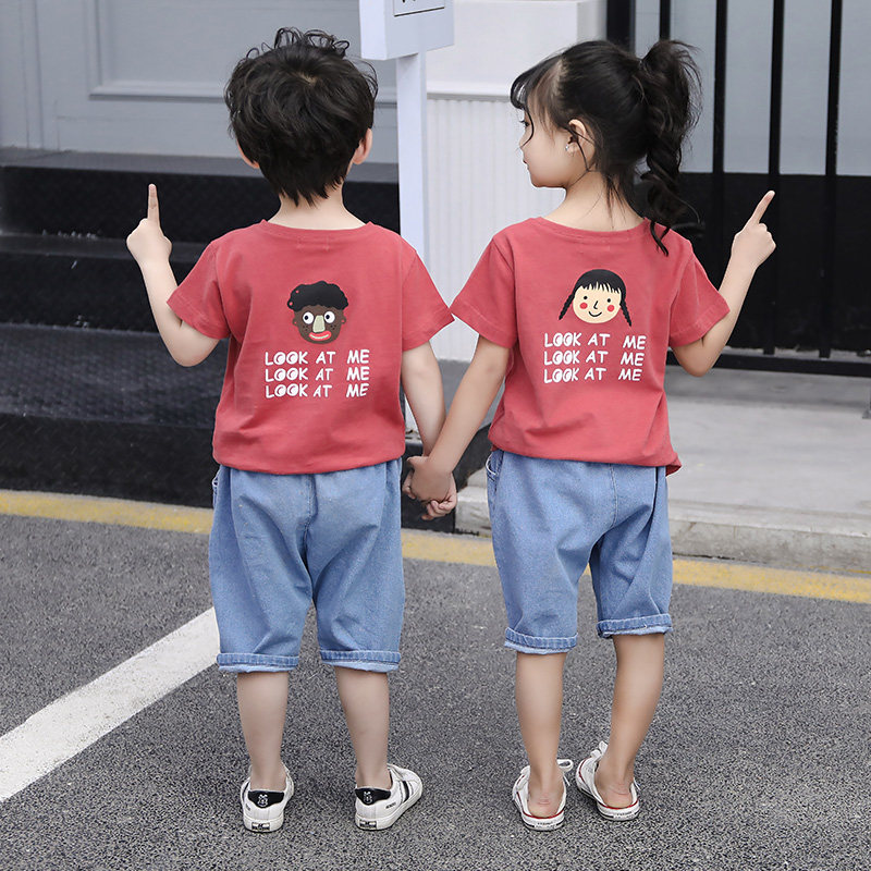 Brother & Sister Dress 2020 New Summer Dress Foreign Pie Short Sleeve Suit Older Brother's sister Sister Brother's sister Cousin Fashionable Tide Clothing