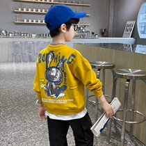 Boys autumn clothes 2021 new childrens casual foreign style top base shirt children Spring and Autumn T-shirt tide