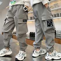 Boys overalls spring and autumn models 2021 new childrens spring clothes handsome fashionable pants in big childrens sports trousers tide