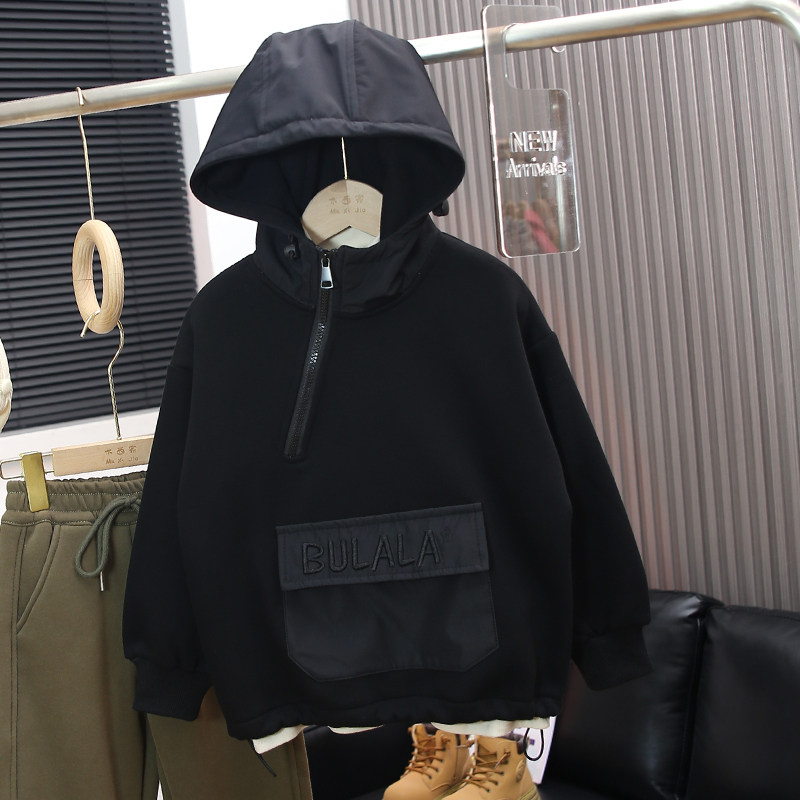 Children's clothing Boys plus velvet clothing thickened autumn and winter models 2023 new boys' integrated suede winter CUHK tong thickened-Taobao