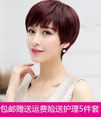 2018新款春时尚短卷发气质中老年短发真发中老年假发中老混合真发