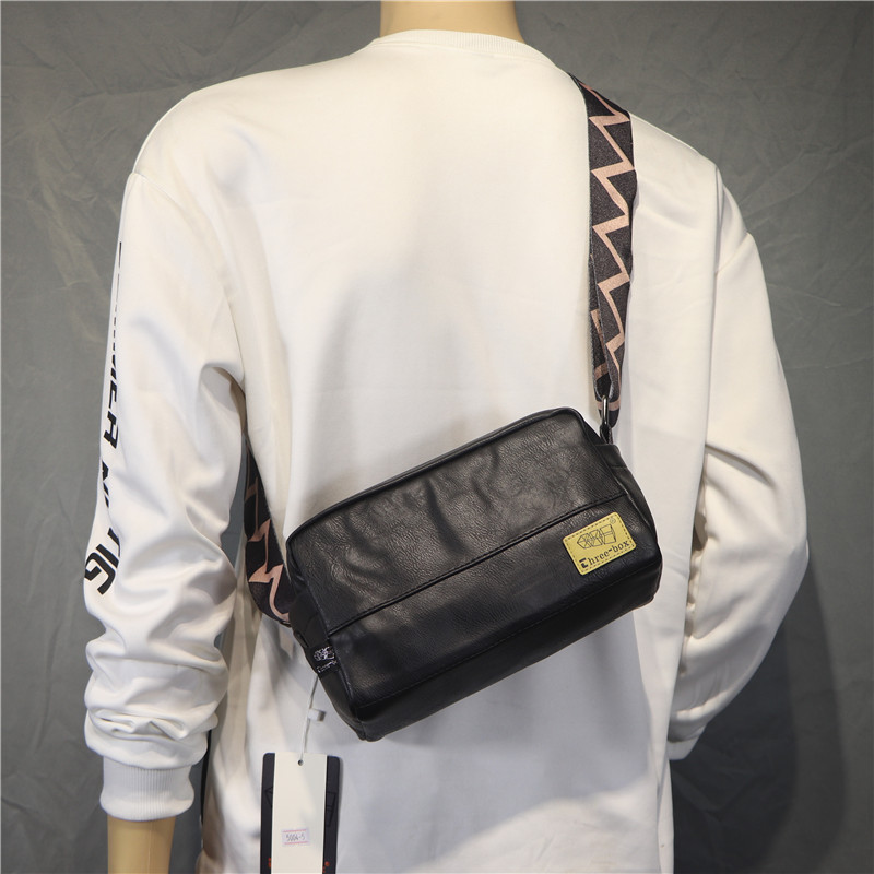 Hong Kong it leather men's shoulder bag casual soft leather men's and women's small square bag Japanese and Korean couples crossbody men's backpack