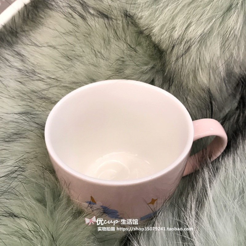 The Japanese lovely creative unicorn ceramic cup carousel mark cup milk coffee cup with pink girl students