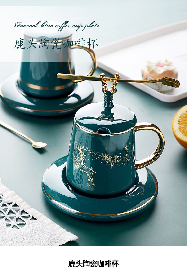 Delicate web celebrity empresa Nordic light small key-2 luxury European - style key-2 luxury ceramic coffee cup high - grade tea tea set