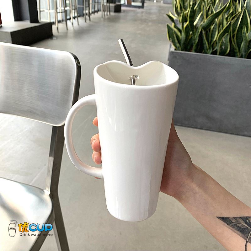 Simple, lovely new high - capacity mark cup men 's ms office household drinking water glass ceramic cup with straw