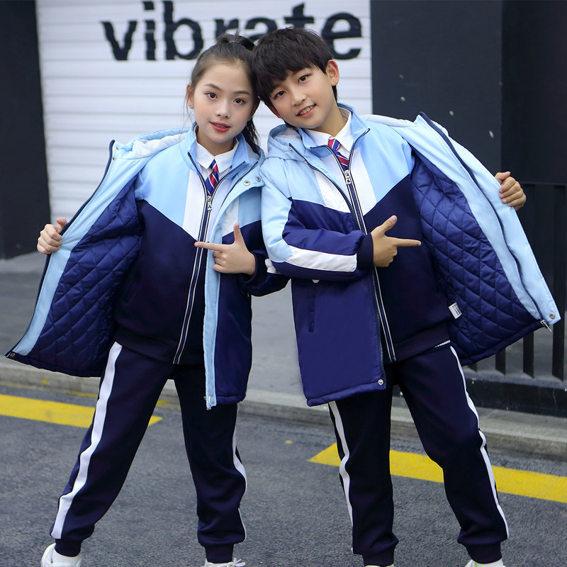 School uniforms for primary school students, class uniforms, children's vest suits, three or five pieces, kindergarten uniforms, spring, autumn and winter shirts, cotton clothes