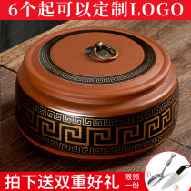 Chinese Purple sand tea jar Ceramic sealed large Puer tea jar Household wake-up tea box Vintage storage storage tank