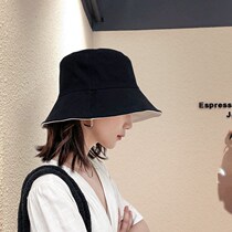 Hat new double-sided fishermans hat female student Korean version of Joker Japanese sun hat Sunscreen Face small spring and autumn summer