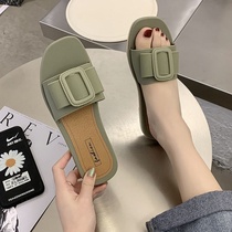 Korean version of one-character slippers women wear clip feet cool women summer seaside fashion ins tide non-slip sandals can be put into the water