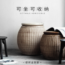 Changing shoes set stool easy to contain stool storage stool for sitting people multifunction creative small rattan chols round stool drumming stool