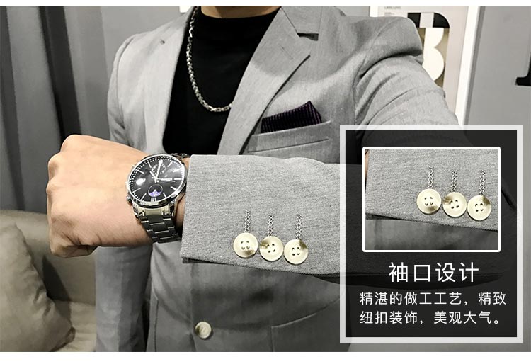 Bộ đồ mùa thu đông 2018 nam mới phù hợp với set đồ hai dây dành cho nam phiên bản Hàn Quốc của chiếc áo khoác tạo kiểu tóc mỏng quần áo nam 