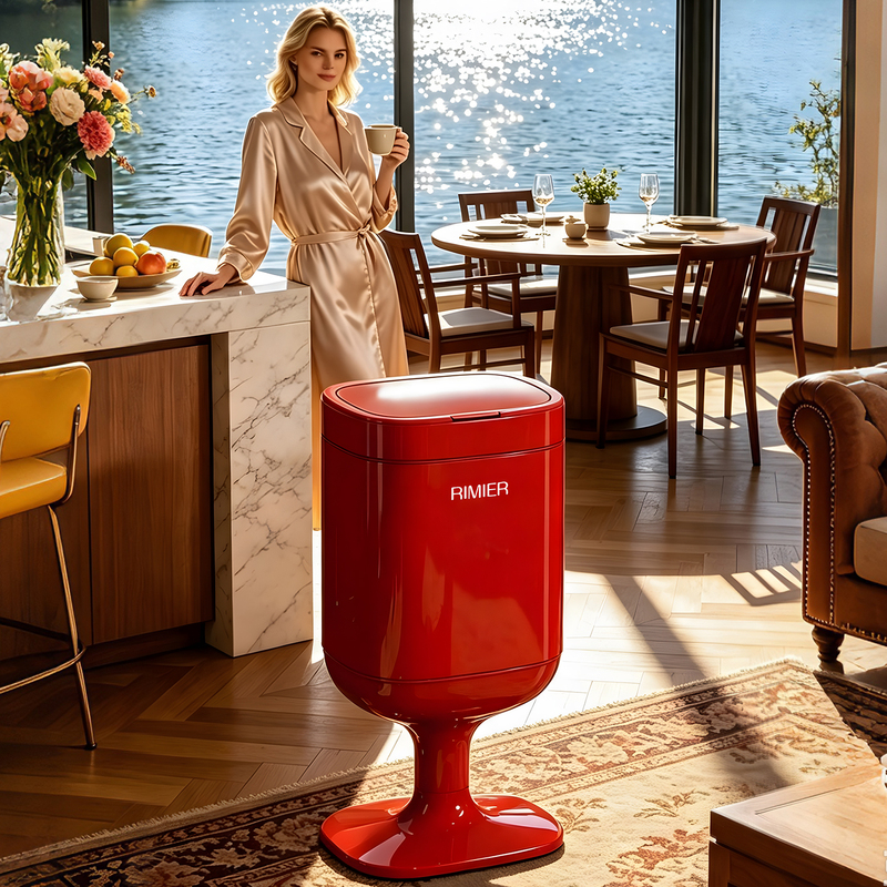 Stainless Steel Trash Can for Home Use, High Aesthetic Value, 2026 New Model, Large Capacity for Living Room, Light Luxury Retro Style with Wheels, Waste Bin Stainless Steel Trash Can for Home Use, High Aesthetic Value, 2026 New Model, Large Capacity for Living Room, Light Luxury Retro Style with Wheels, Waste Bin