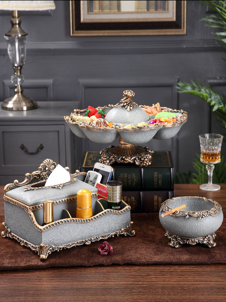 European fruit plate Coffee table ornaments Fruit plate with lid Household simple exquisite creative dried fruit plate American snack plate