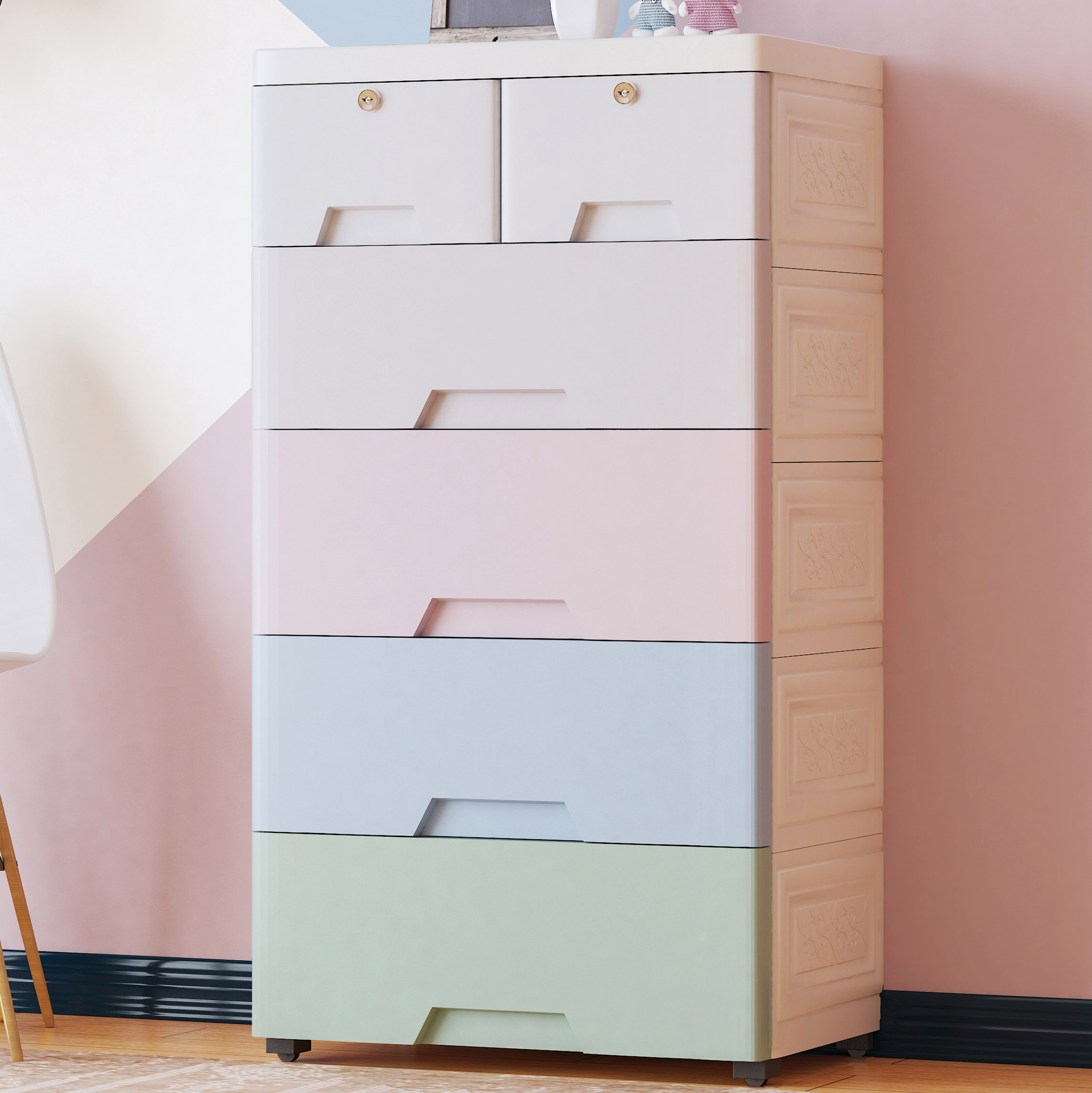 Thick drawer type storage cabinet locker multi-storey children's baby wardrobe home plastic tidying box chest of drawers