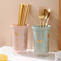 Creative Nordic storage chopsticks tube cute kitchen double drain spoon chopsticks Chopsticks basket chopsticks ceramic household