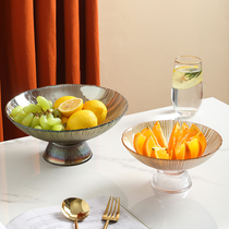 Light luxury high-end glass fruit plate living room household coffee table Net red American high-end tray snacks candy basket ornaments