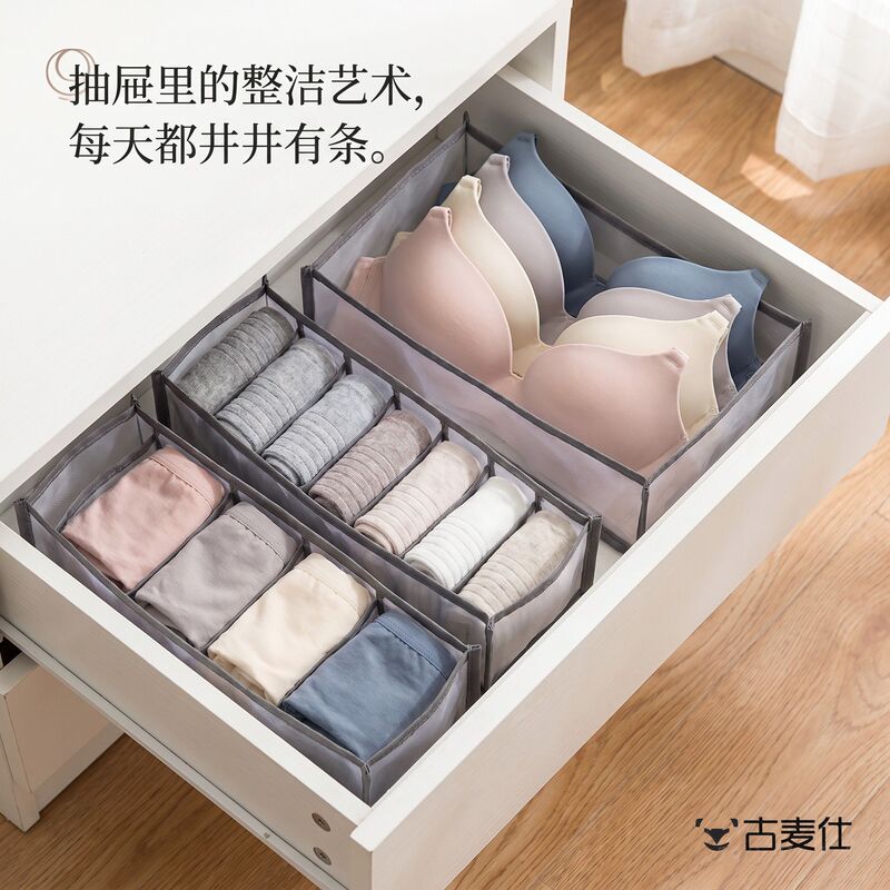 Storage Box for Home Use, Organizing Underwear, Socks, Mesh Compartment Box, New Model with Built-In Rectangular Storage Box for Drawers