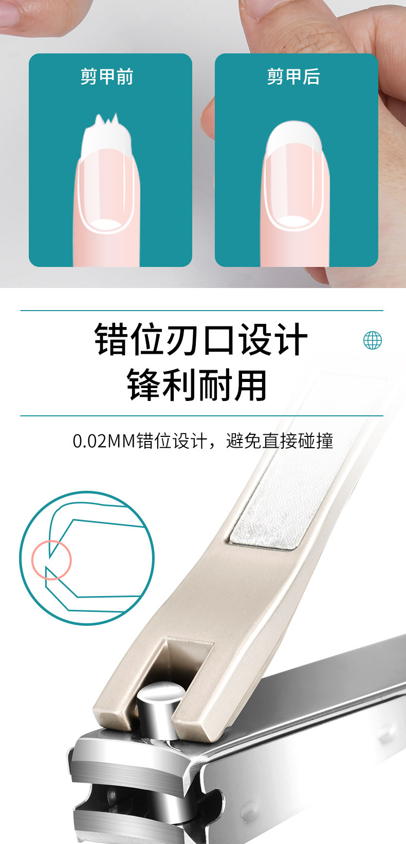 Mess-Free German Stainless Steel Nail Clippers for Men - Detail image 3