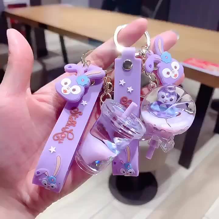 Creative Lollipop Key Chain Kawaii Floating Liquid Keychain Cartoon