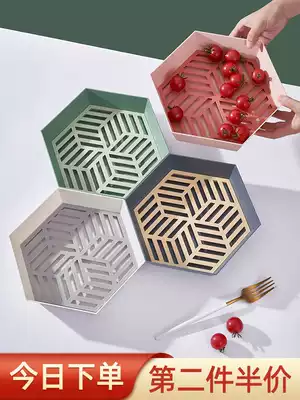 Double-layer fruit plate geometric living room creative household drain basket Simple candy plate hexagonal fruit plate snack plate
