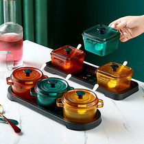 Seasoning box suit Home Composition Kitchen Creative Enamel Pan Salt MSG Seasoning Jar condiment Condiment Containing box
