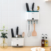 Chopstick shelf Multi-function household spoon knife holder storage box Wall-mounted non-perforated drain knife Chopstick integrated basket