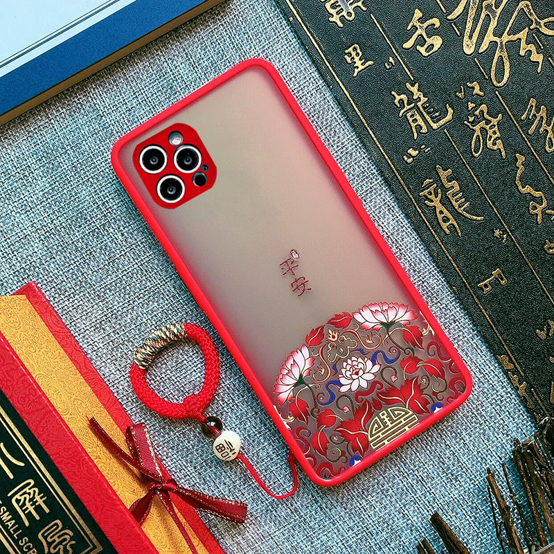 Chinese wind applies Apple 12pro phone to protect shell upscale iPhone13promax couples tide mini red silicone x