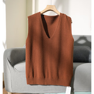 S23148 ​​tahara~pin*weidan~stackable artifact~v-neck solid color sheep wool pullover sweater vest for women~