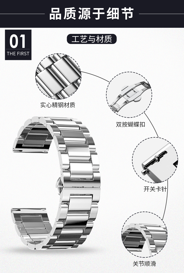 Apply to oppo wristwatch 41 mm silicon metal strip watch46mm smart watches to replace wristbands movement stainless steel ceramic business men and women