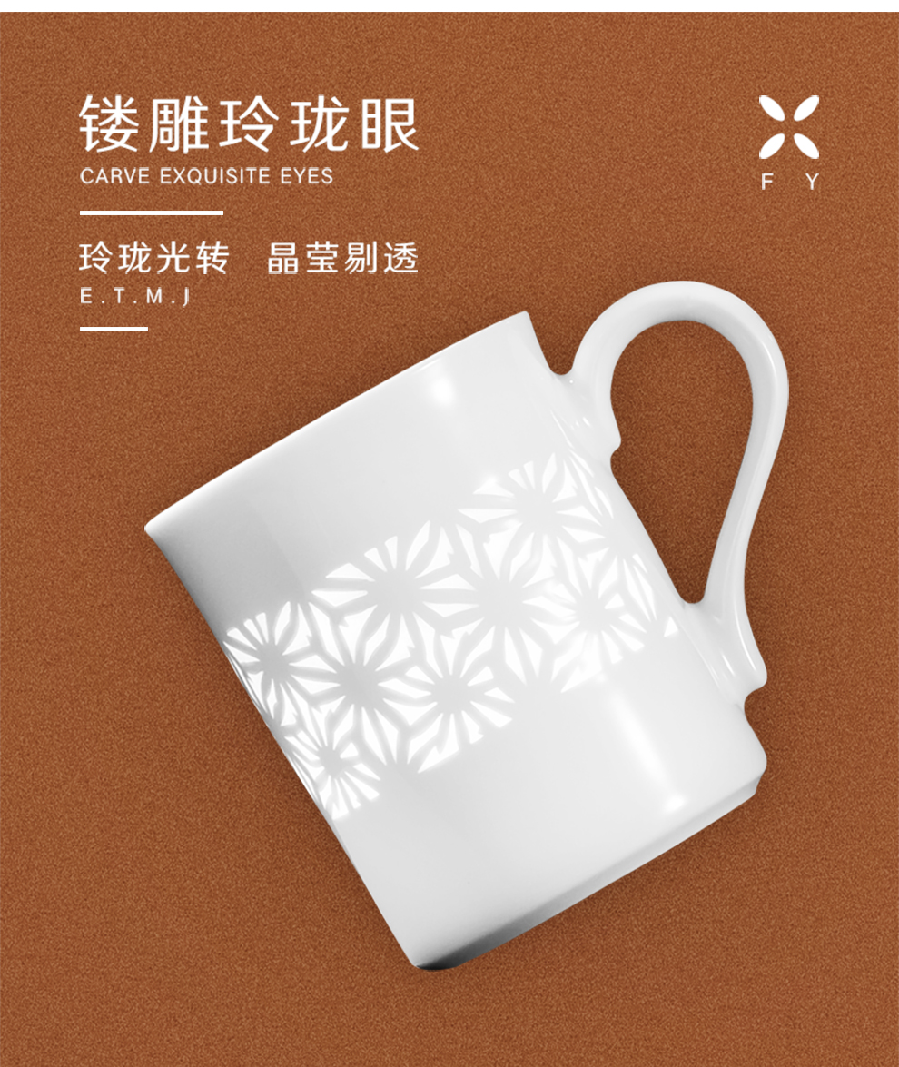 Jingdezhen ceramic missile time, exquisite calligraphy ball mark cup of clear water flowers gifts home office gift boxes