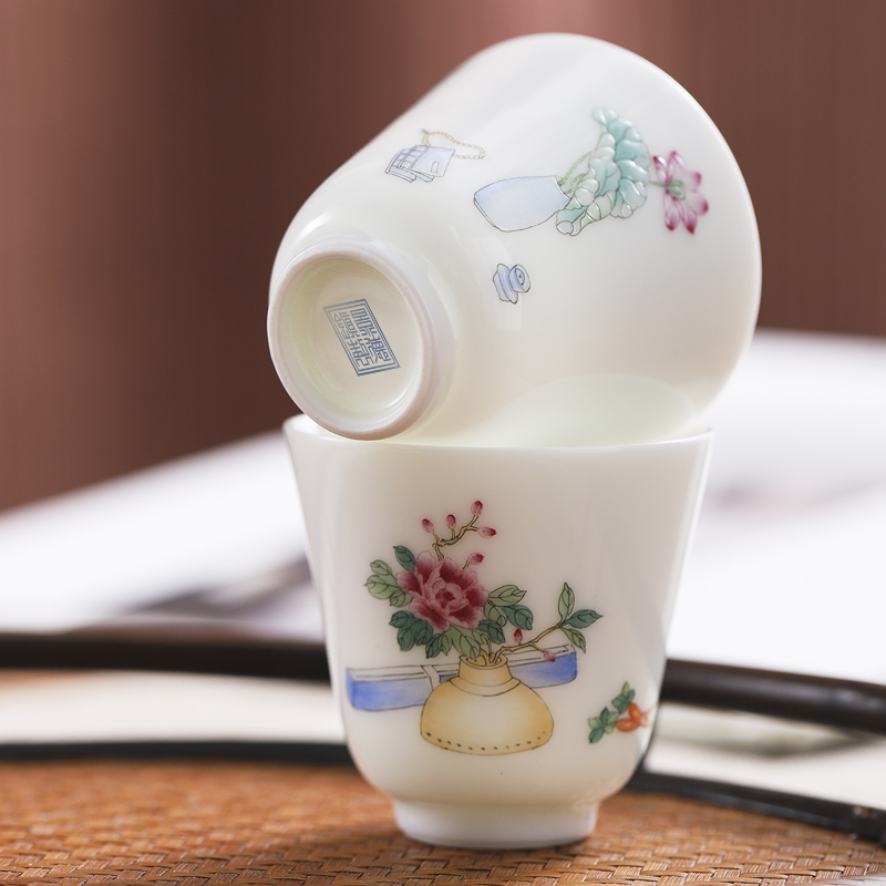 Jingdezhen flagship store manual white porcelain kung fu tea set four cups a tureen combination of household make tea