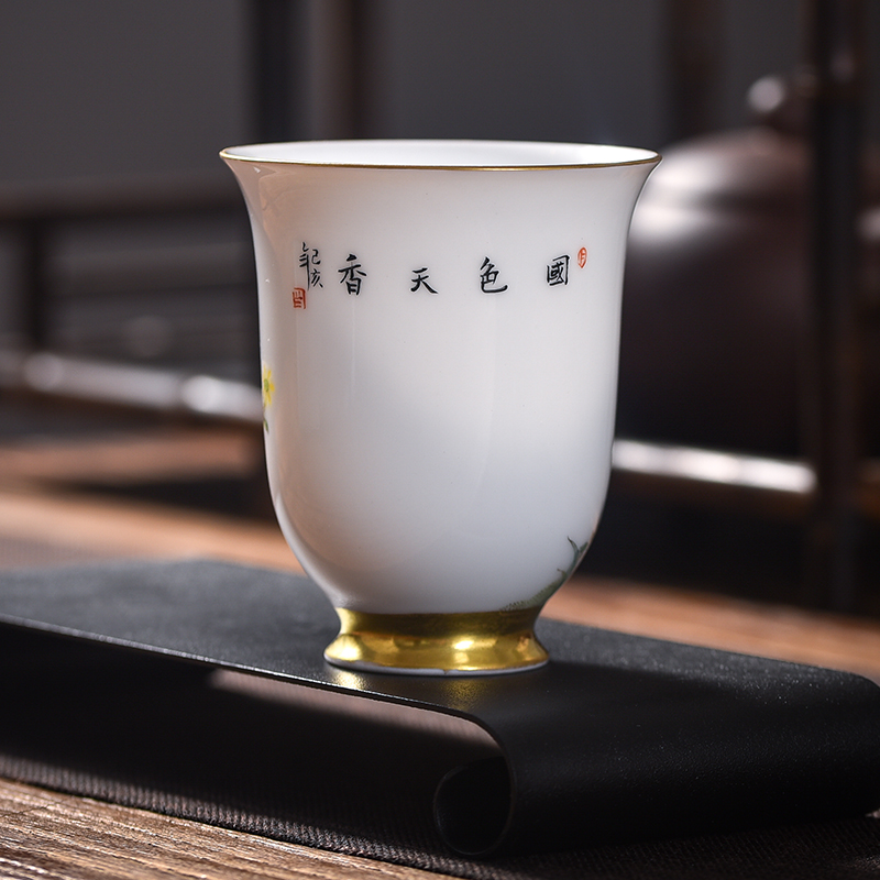 Sniff jingdezhen flagship store ceramics and enamel paint masters cup hand - made peacock sample tea cup single CPU