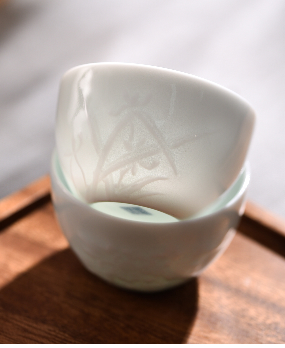 Jingdezhen flagship store ceramic cups shadow celadon manual sample tea cup tea masters cup 4 cups of suit