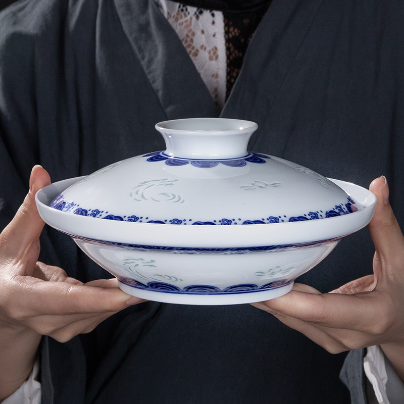 Jingdezhen flagship store ceramic tableware suit large and deep rainbow such as bowl soup bowl meal tray with a lid plate