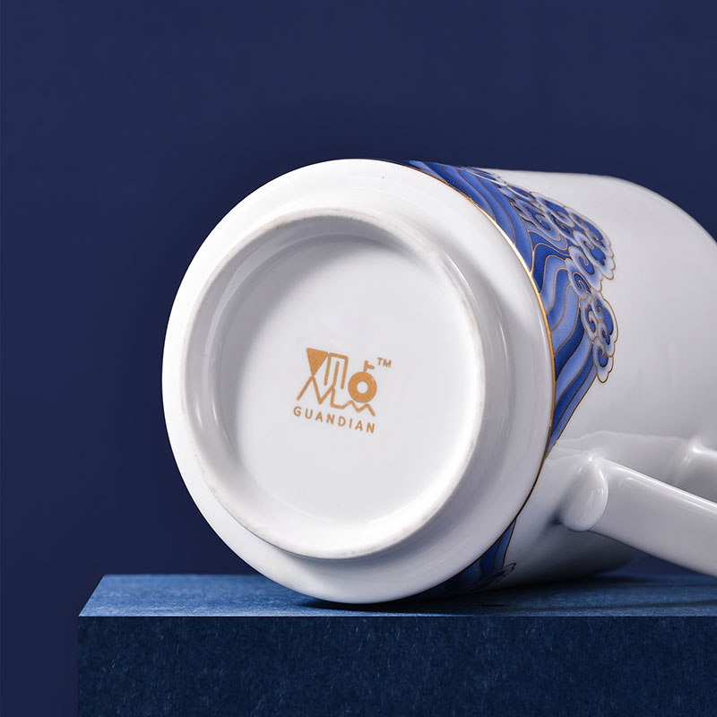 Jingdezhen ltd. office haiyue on tidal checking glass cup ceramic creative new country home gift gift boxes