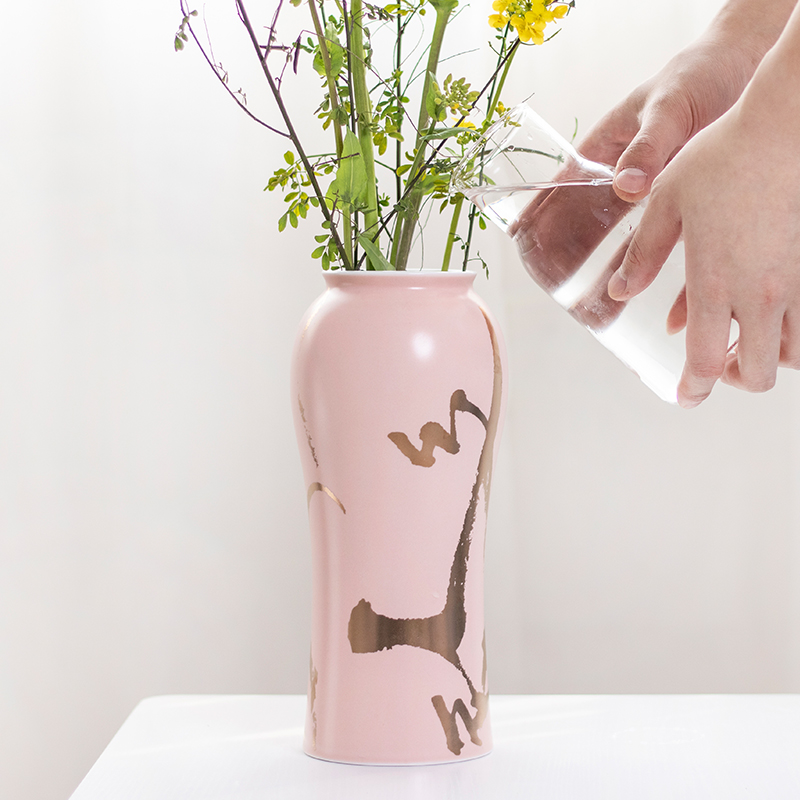 Jingdezhen flagship store ceramic vase is placed by hand the sitting room put dry flower color glaze modern hydroponics decoration