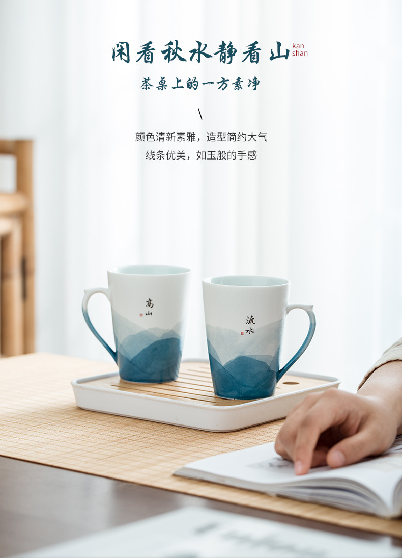 Jingdezhen flagship store on checking painting contracted classic gift couples a pair of ceramic cup for cup