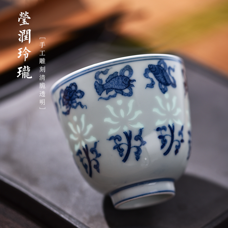 Jingdezhen flagship store hand - made blue - and - white ceramics and exquisite can collect tea master cup a single drinking tea cups of tea