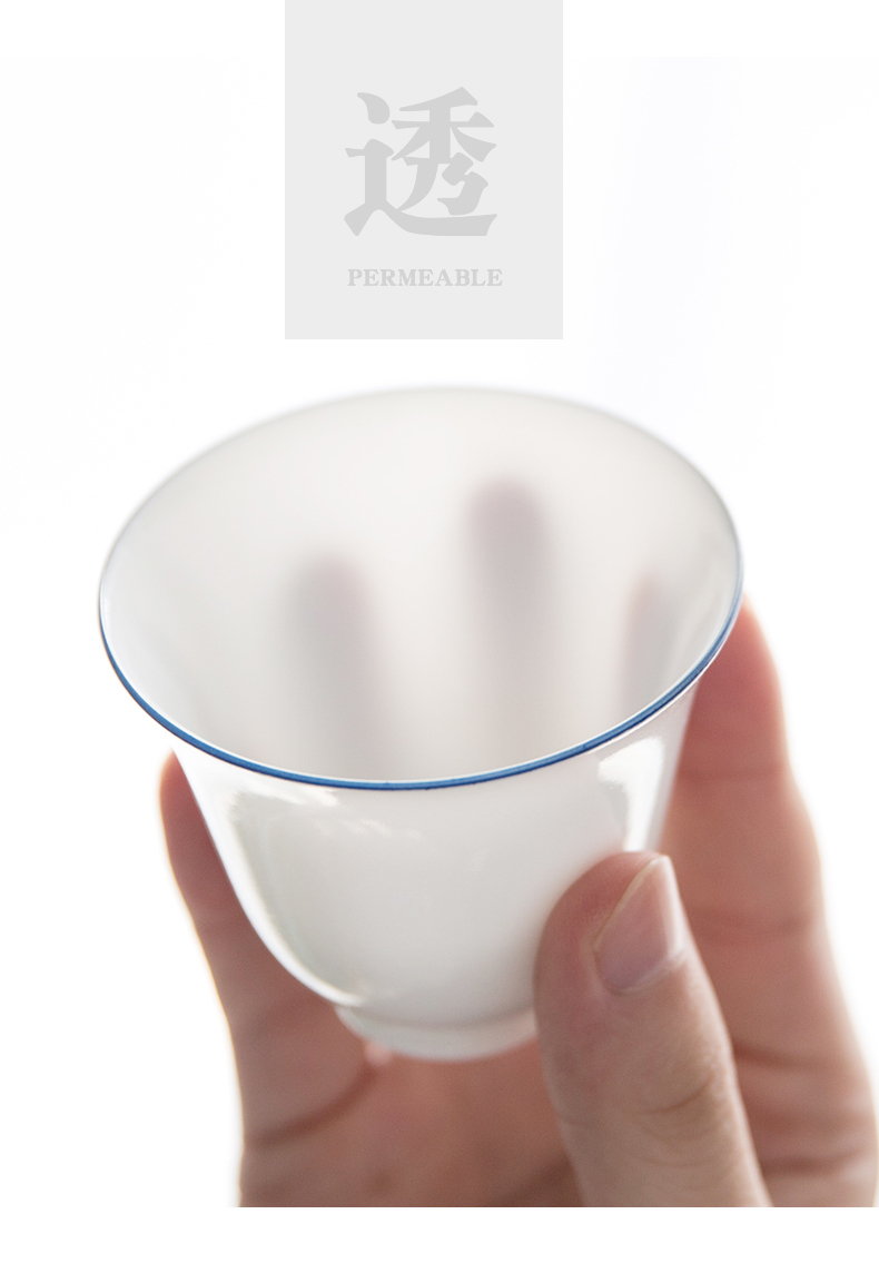 Jingdezhen flagship store in use ceramic tea cup manual blue master cup of female domestic tea cup white porcelain bowl