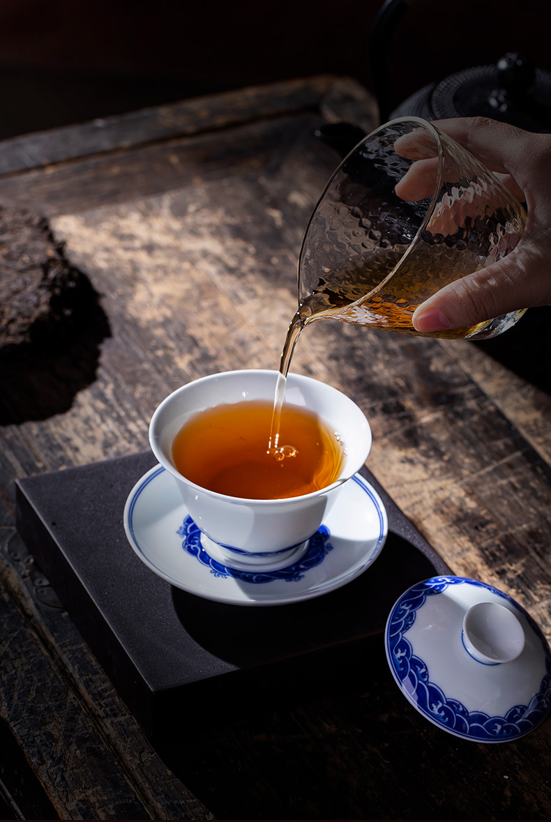 Ceramic hand - made porcelain jingdezhen flagship store only three tureen tea cup single white porcelain three fort kung fu tea set