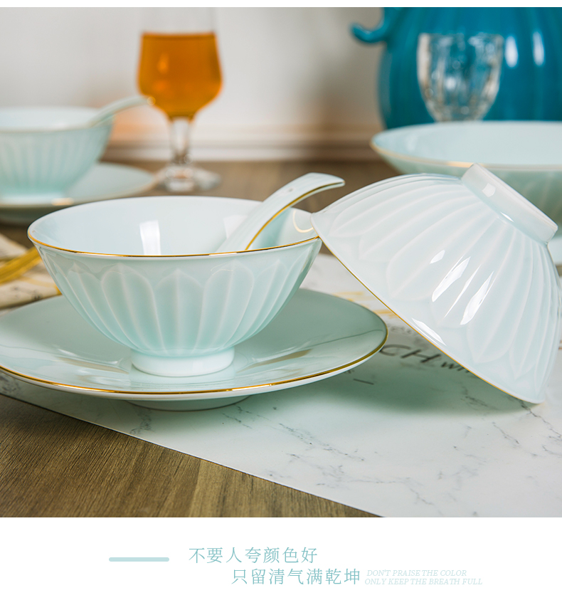 Jingdezhen flagship store tableware suit household contracted ceramic paint dishes suit family eat bowl of tableware