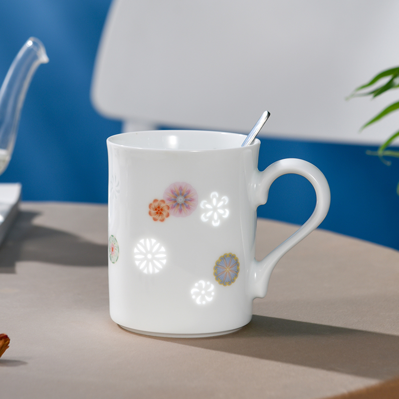Jingdezhen ceramic porcelain enamel ball flower mugs household gifts creative office cup cup coffee cup