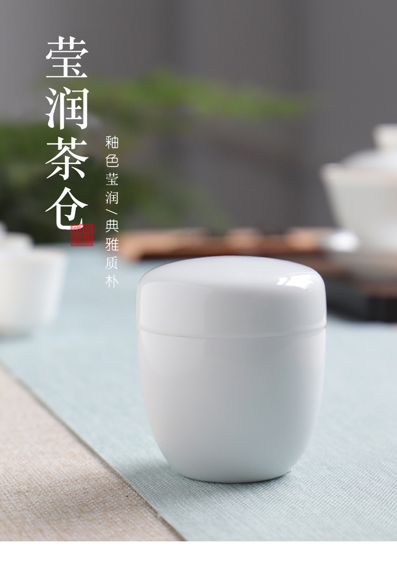 Jingdezhen ceramic non - sealed trumpet with caddy fixings flagship stores the mini portable travel tea storage device