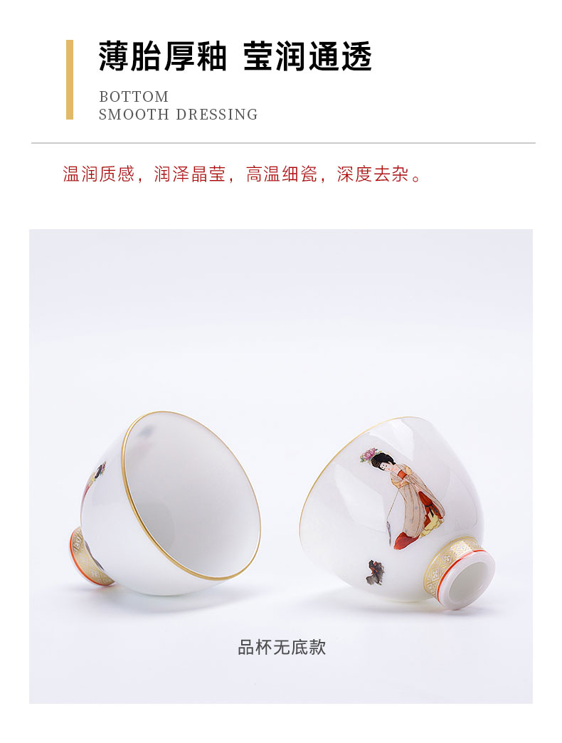 Jingdezhen flagship store manual hand - made thin foetus tureen of pottery and porcelain teacup single tea tea set suits for domestic high - grade