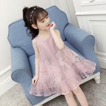 Next jazz girls sleeveless mesh dress summer dress 2022 new embroidered foreign air suspender princess skirt fairy
