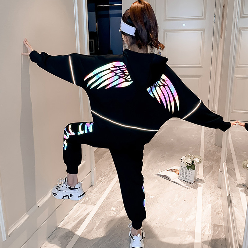 next jazz girl sports suit 2021 new spring dress foreign pie net red autumn night wee two sets of damp