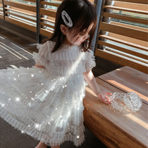 Next jazz girl princess dress 2021 new summer baby sequin puff cake mesh dress