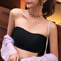 Bandeau bra strapless beauty back bra gathered sexy non-slip ice silk No underwire chest-wrapped underwear anti-light