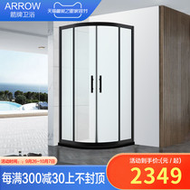 Wrigley simple black arc fan-shaped shower room household glass partition door dry and wet separation stainless steel custom bath screen