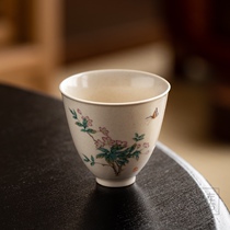 Grass wood ash retro handmade tea cup ceramic tea cup home Japanese kung fu tea set Single Cup master tea bowl Cup